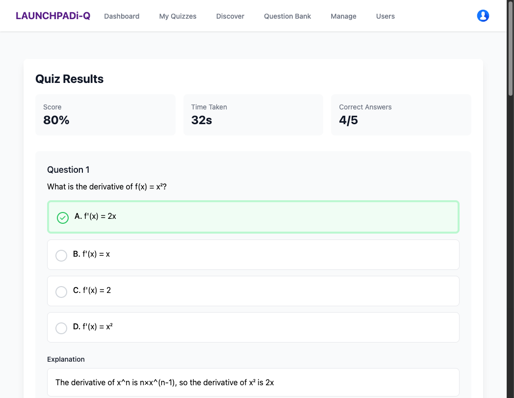 Quiz Results Screenshot